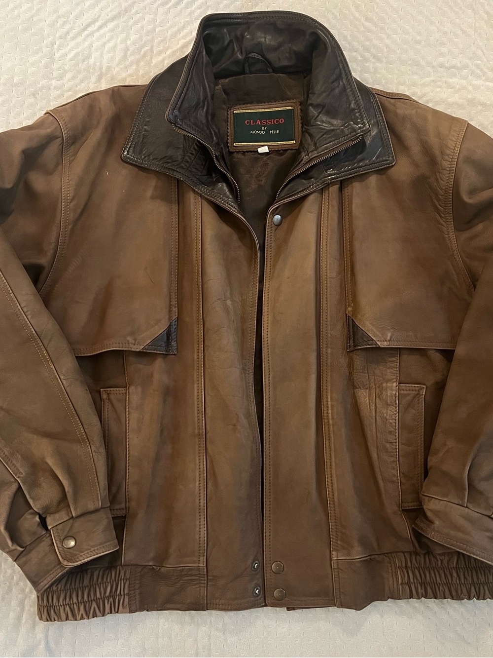 Classico by Mondo Pelle Men's Brown Leather Jacket - Brown